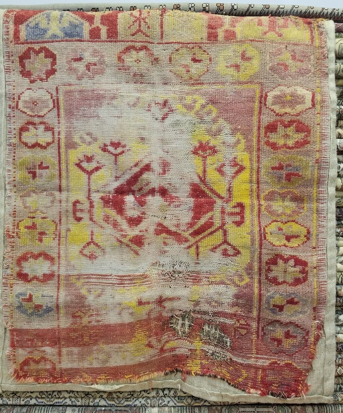 Antique Pre-1900s Wool Pile Prayer Rug 3'x3'6