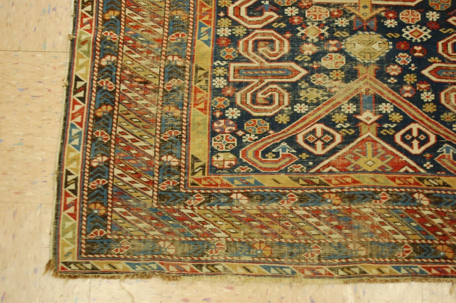 Rare Antique Caucasian Shirvan Perpedil Rug 3'11"x5'6