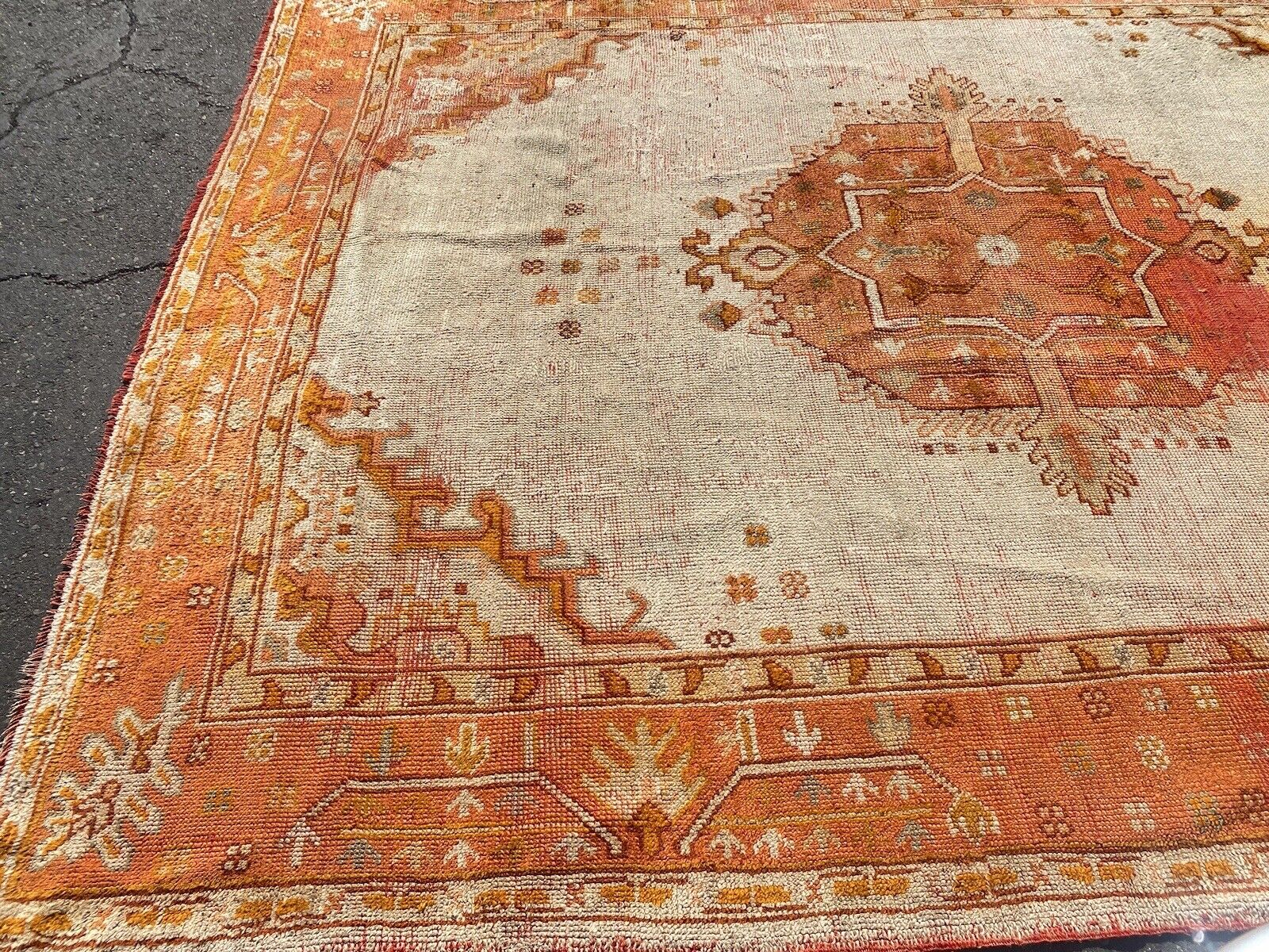 Vintage Oushak Rug 8.8x11.3 from 1900s