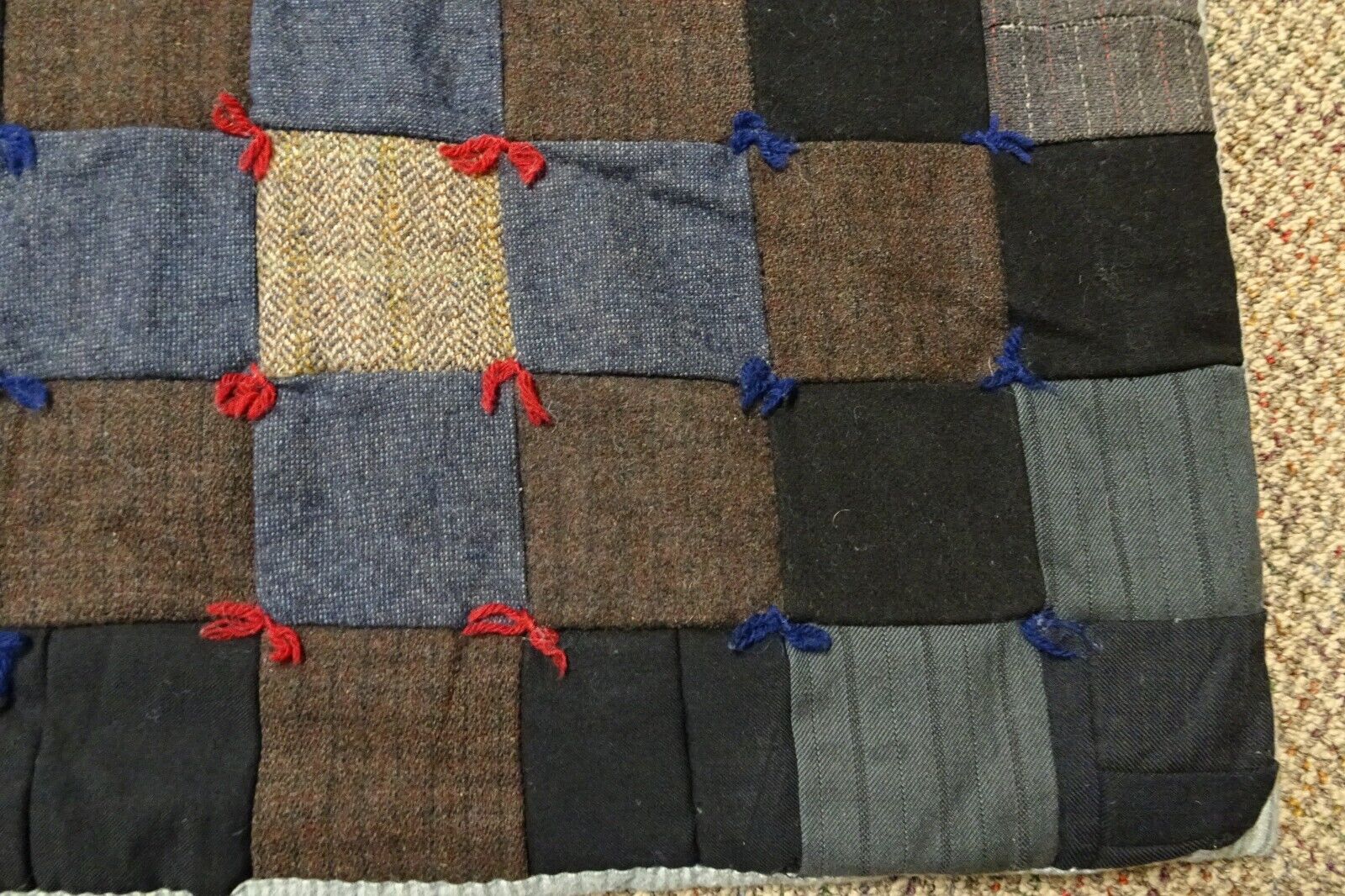 1800s Patchwork Wool Flannel Carriage Blanket Quilt