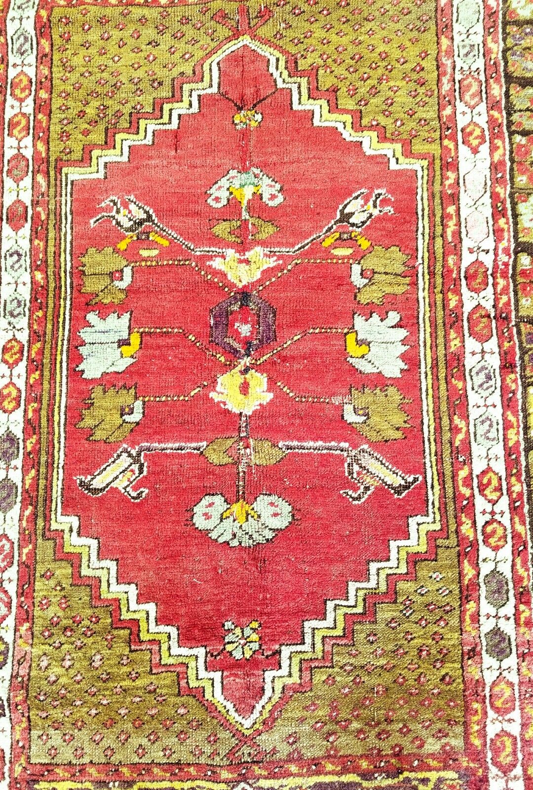 Pre-1900s Kirsehir Wool Pile Rug 3'7"x5'5
