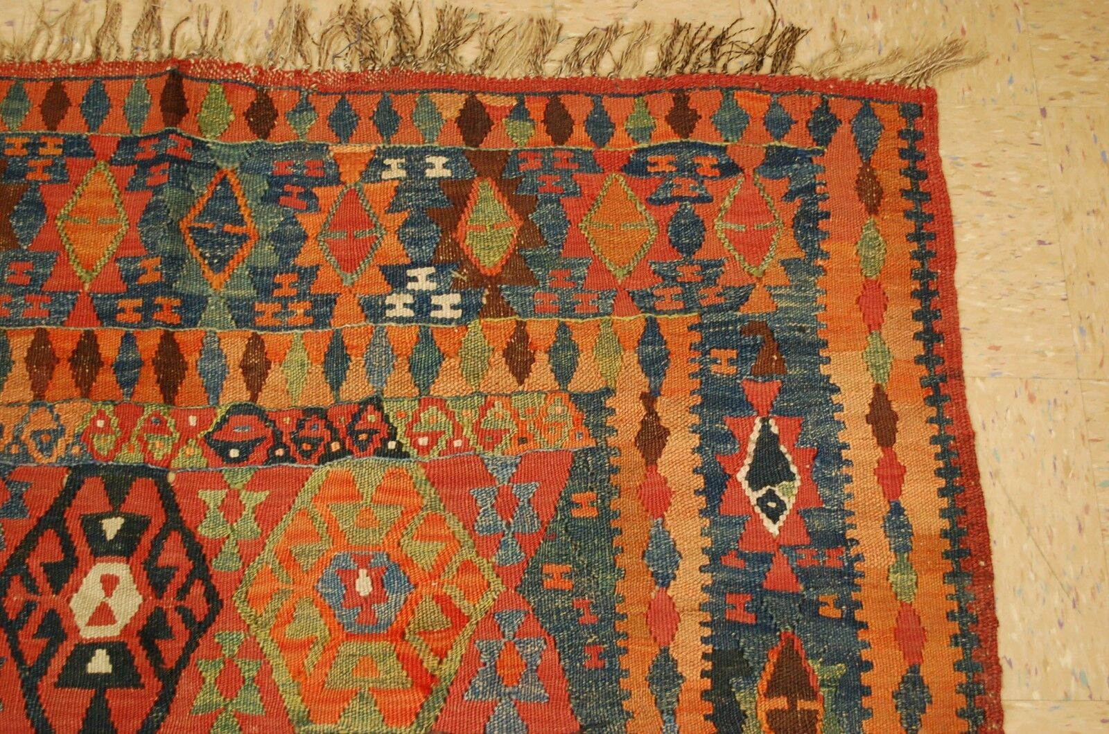Rare Pre-1900s Caucasian Kilim Rug 4.8x15.6