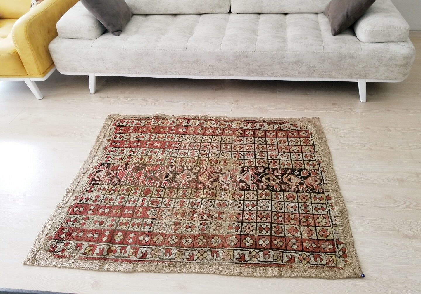 Antique Oushak Rug with Muted Dyes, Pre-1900s