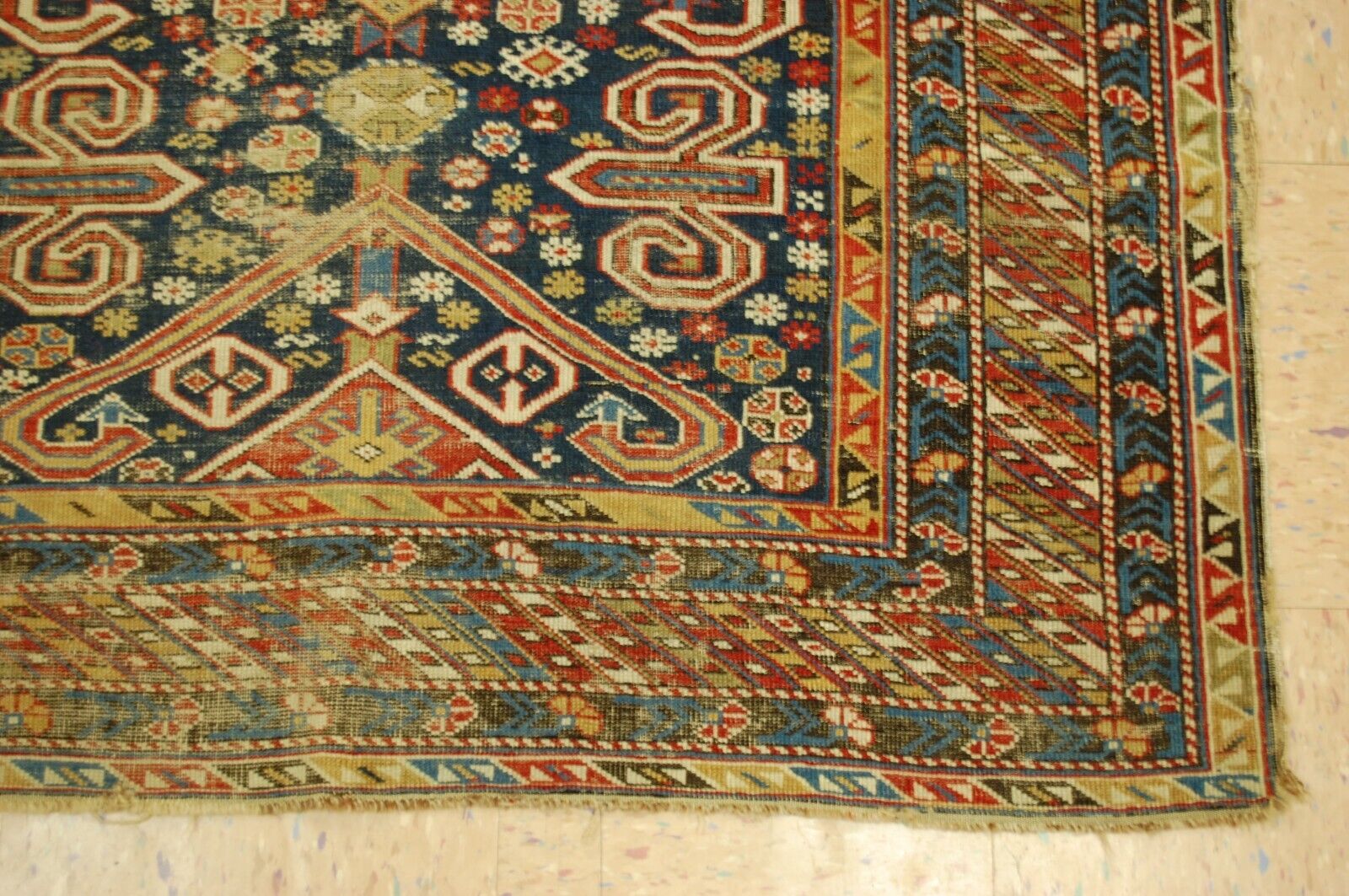 Rare Antique Caucasian Shirvan Perpedil Rug 3'11"x5'6