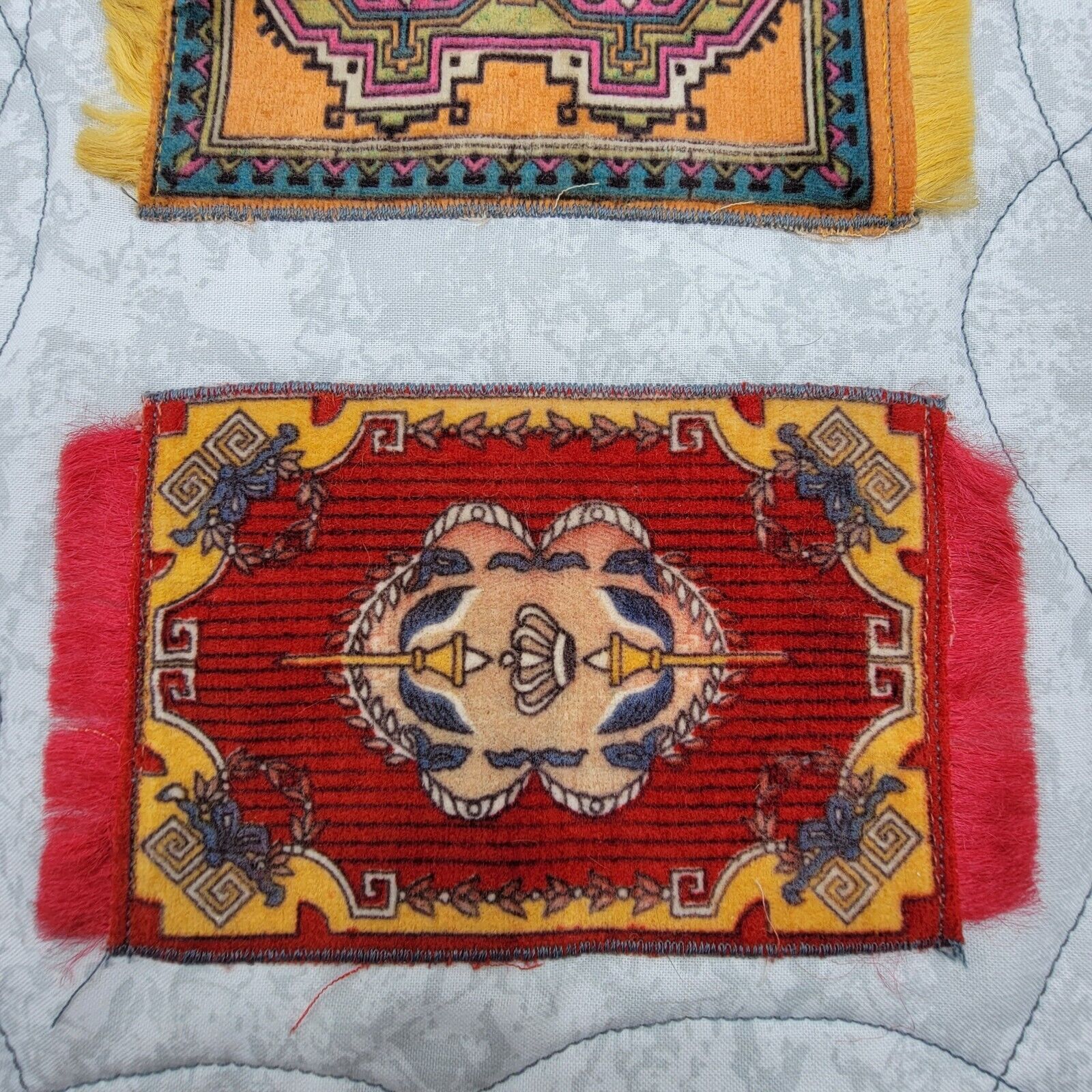 Early 1900s Quilted Tobacco Felt Wall Hanging