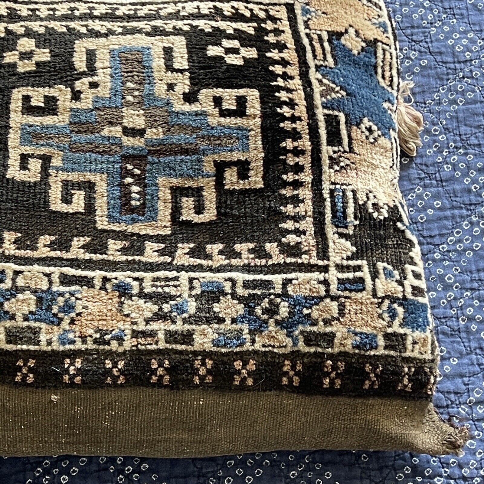 Early 1900s Afghan Throw Rug Pillow