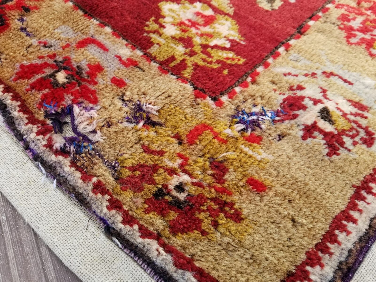 Antique Wool Pile Rug with Natural Dyes