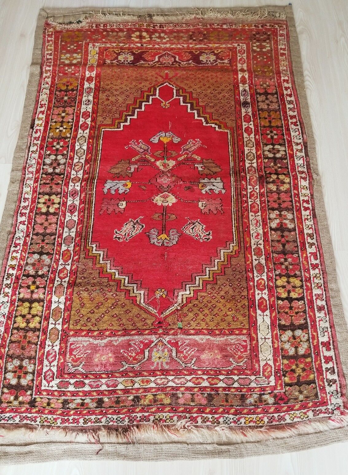 Vintage Pre-1900 Kirsehir Wool Pile Rug 3'7"×5'5