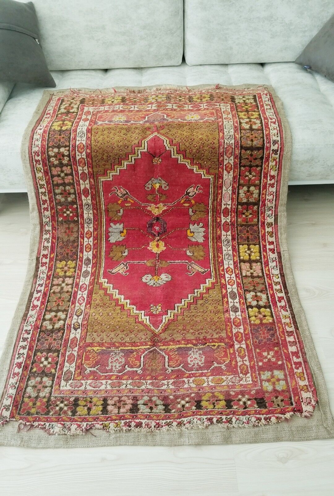 Pre-1900s Kirsehir Wool Pile Rug 3'7"x5'5