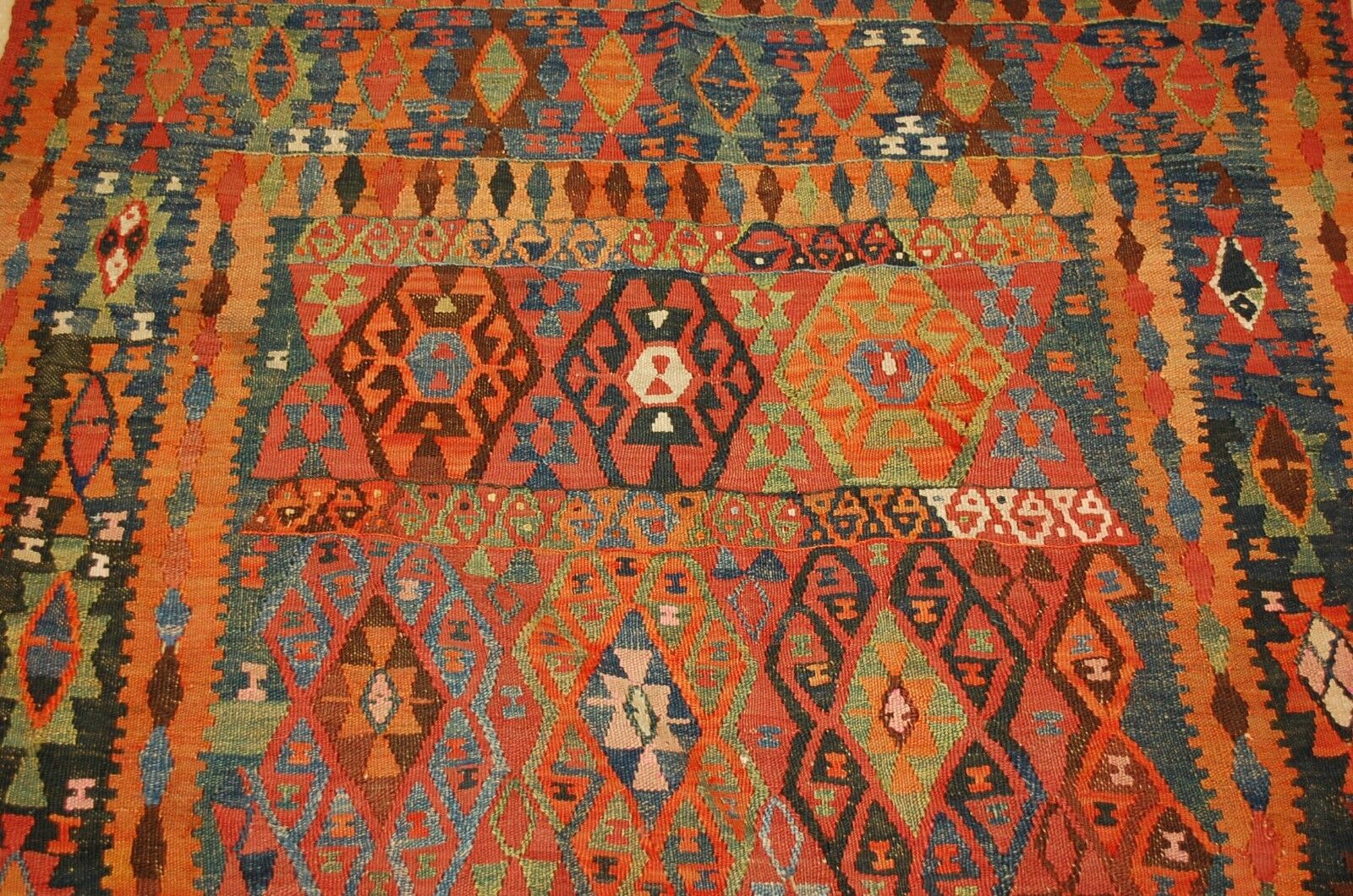Rare Pre-1900s Caucasian Kilim Rug 4.8x15.6