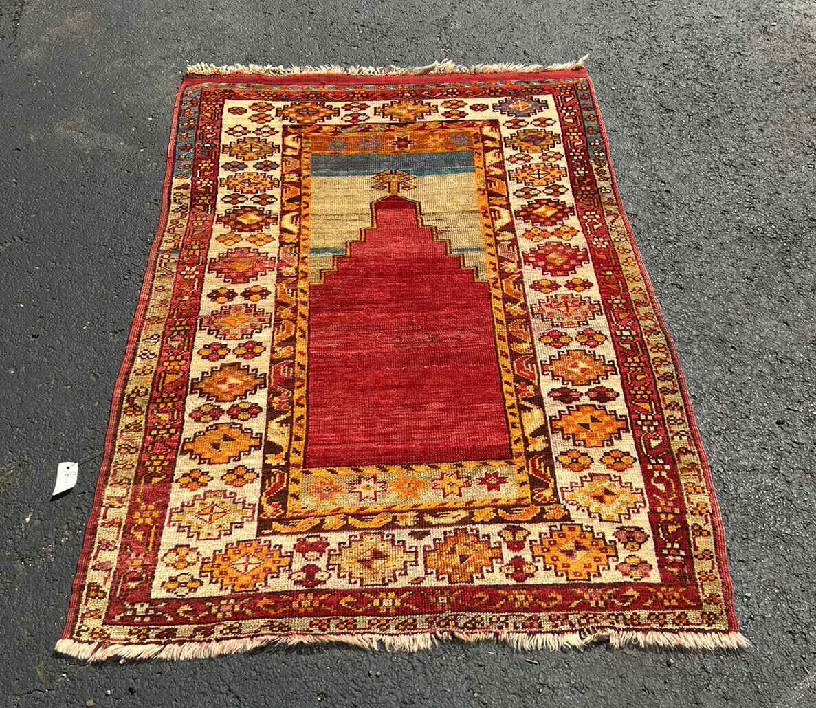 1900s Antique Turkish Konya Village Prayer Rug 60"x42