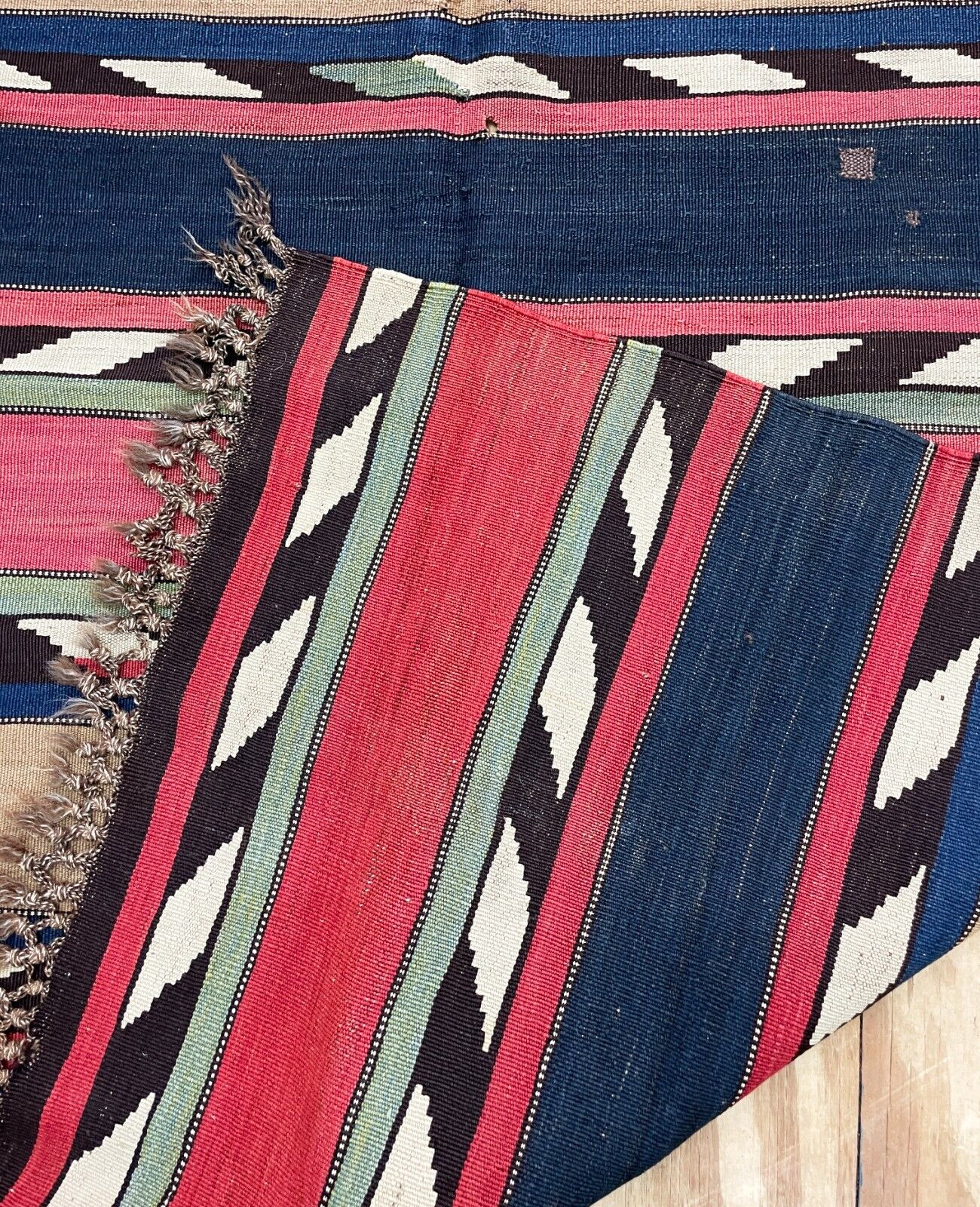 Vintage Turkish Kilim Flatweave Rug, c. 1900, 4'1"x8'6