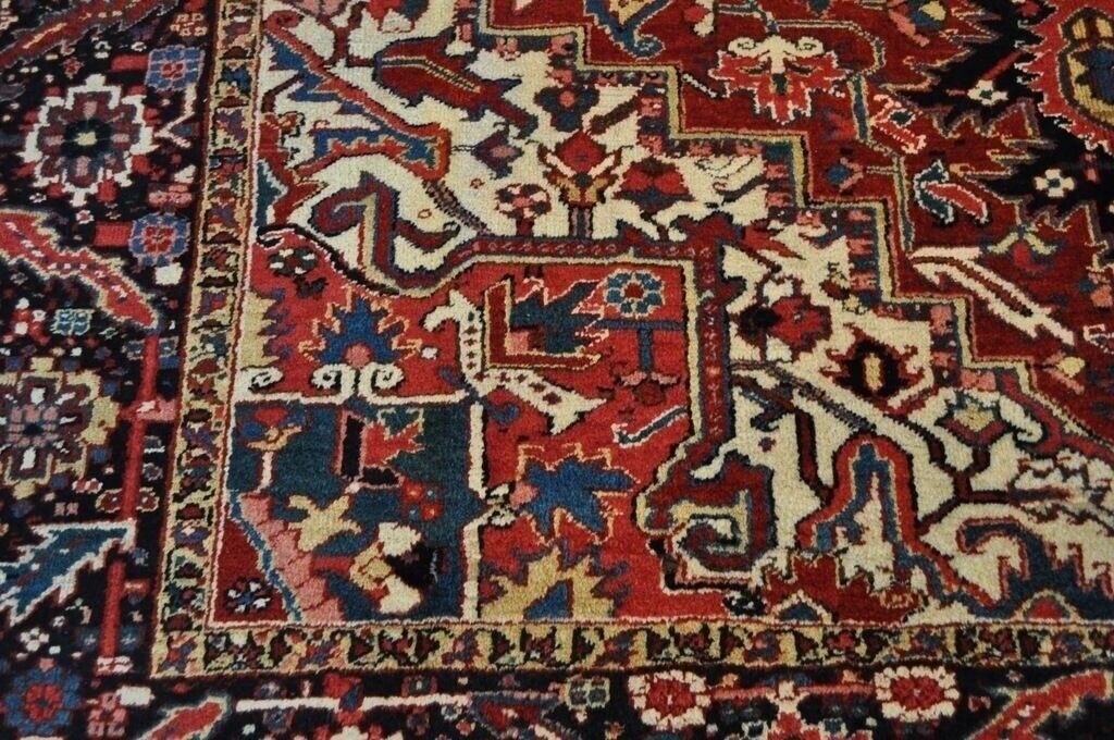 Authentic Kurdish Heriz Vintage Oriental Rug 9'x13