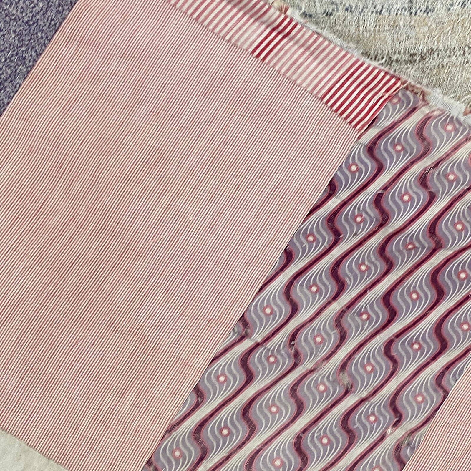 18th Century French Hand-Woven Wool Strip Quilt