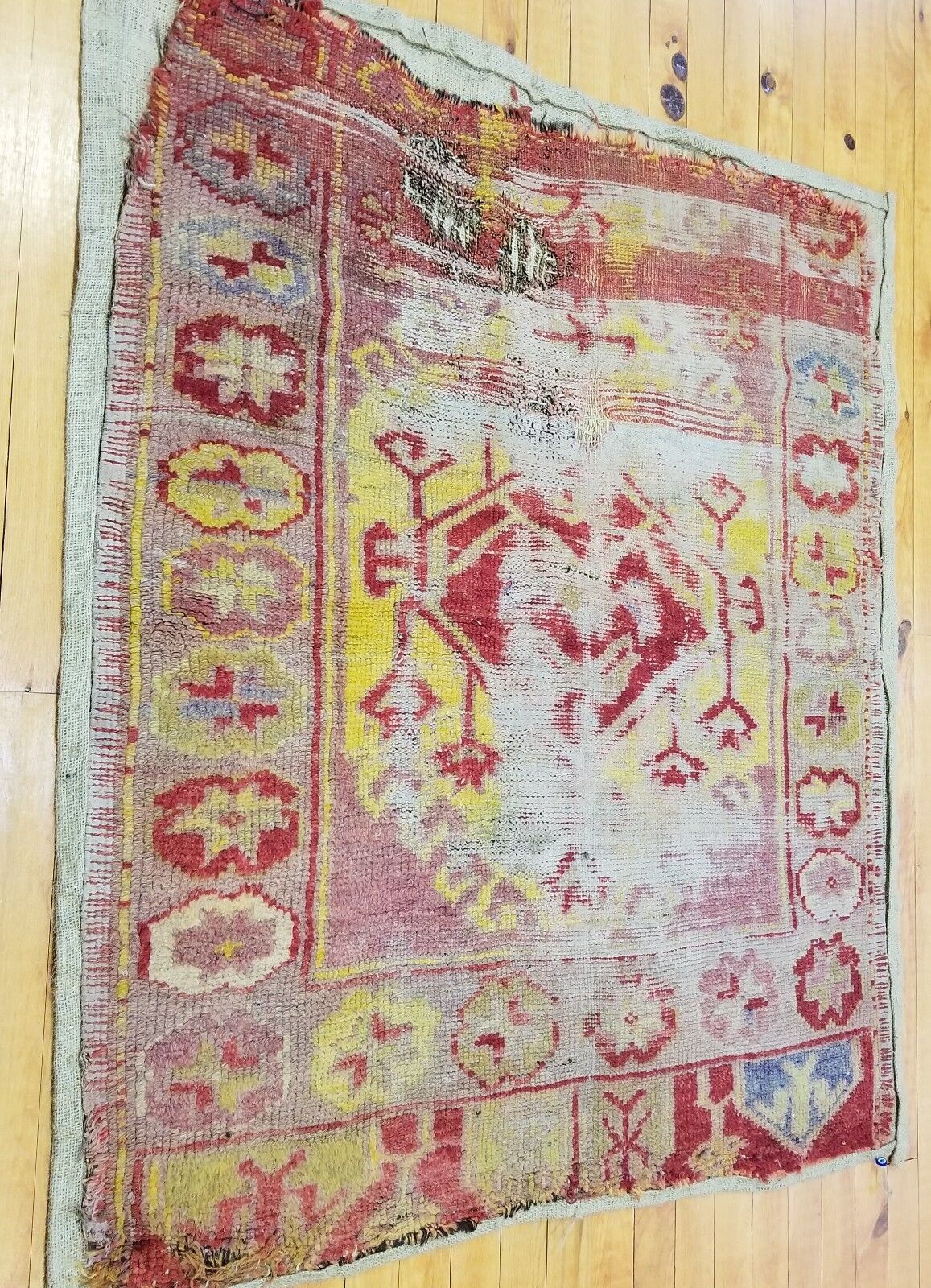 Antique Pre-1900s Wool Pile Prayer Rug 3'x3'6