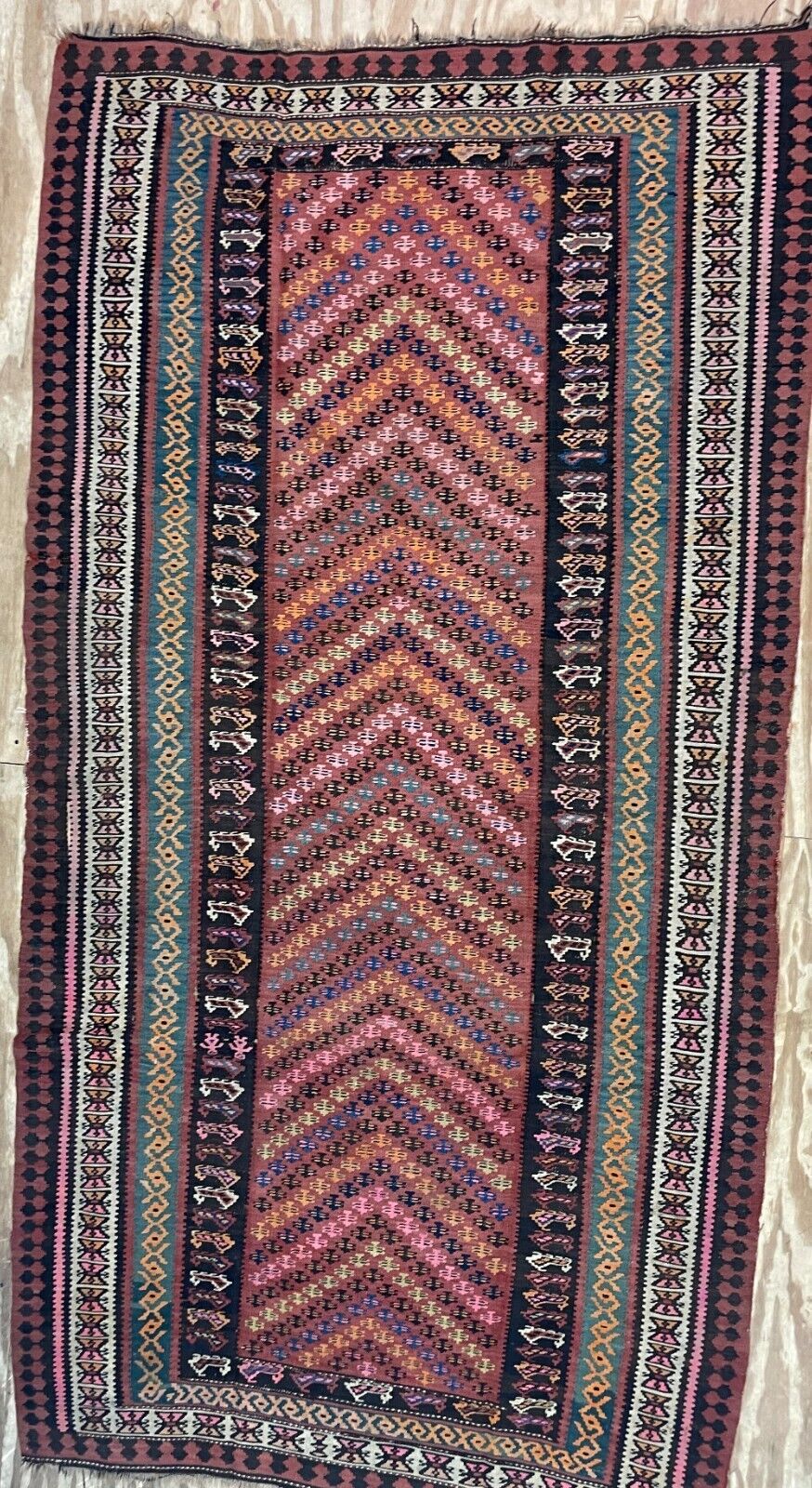 Vintage Turkish Kilim Flat Weave Rug, 5'6" x 10
