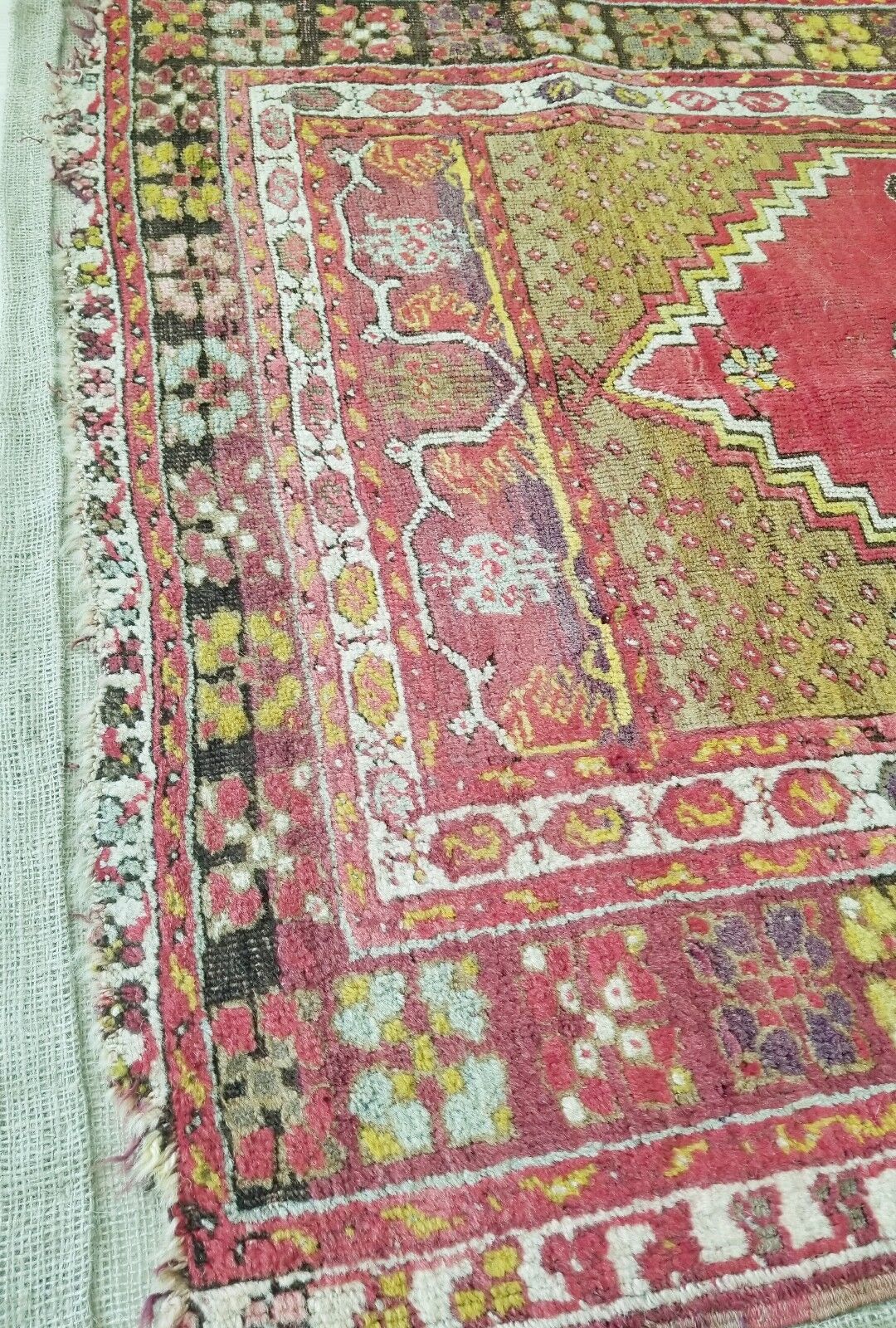 Pre-1900s Kirsehir Wool Pile Rug 3'7"x5'5