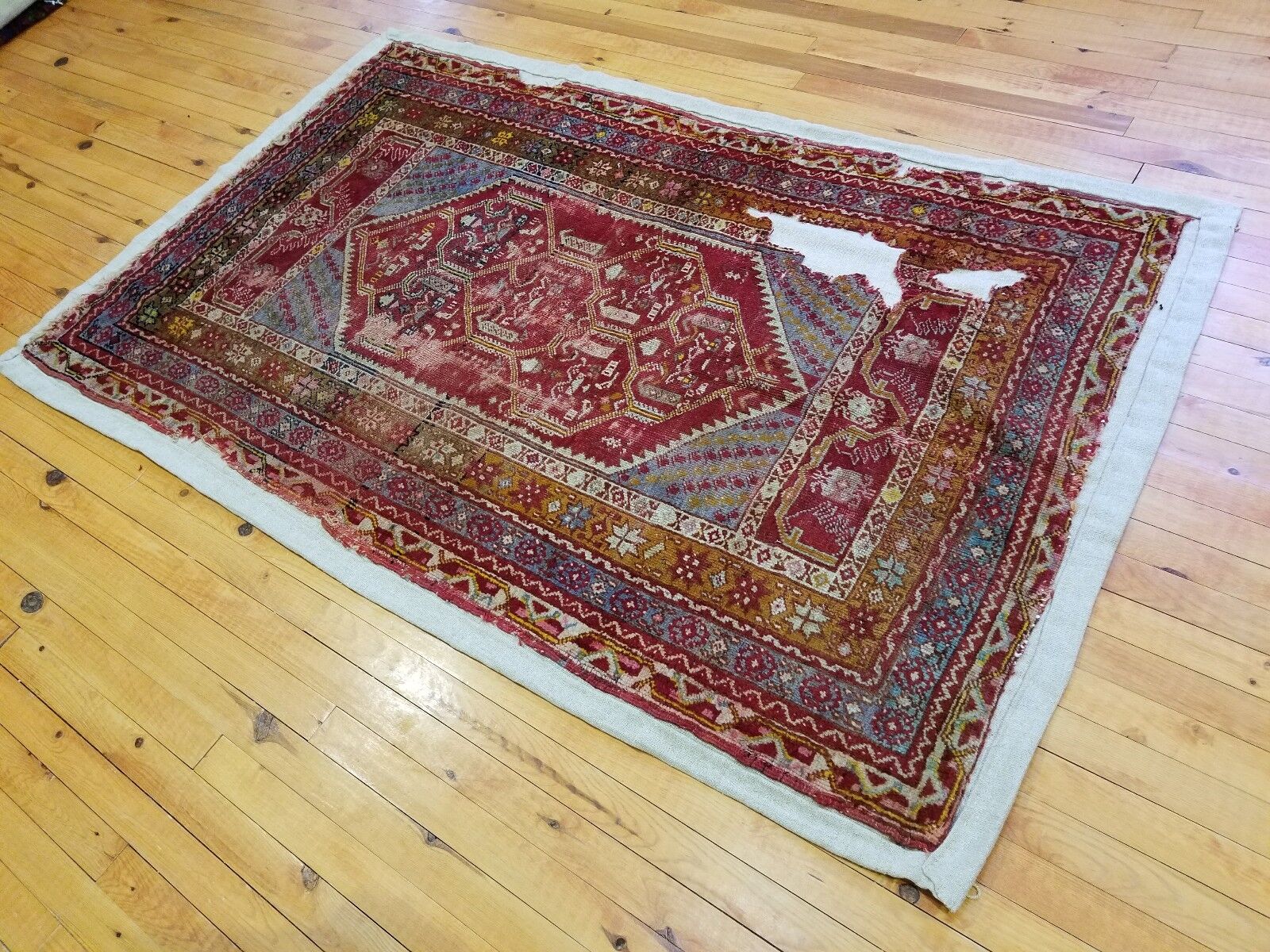 Antique Natural Dye Wool Prayer Rug, Kirsehir