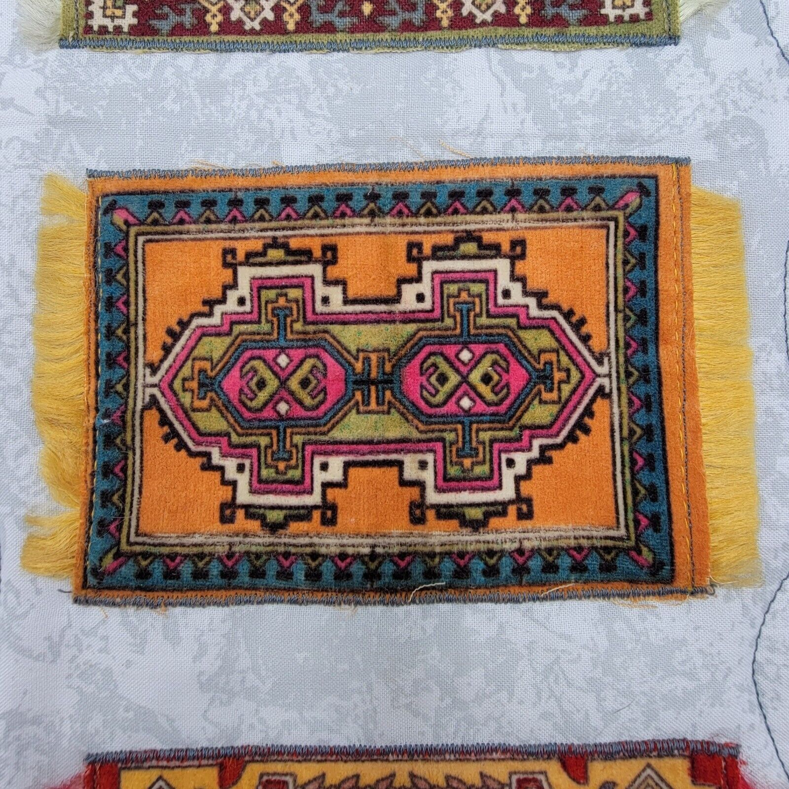 Early 1900s Quilted Tobacco Felt Wall Hanging