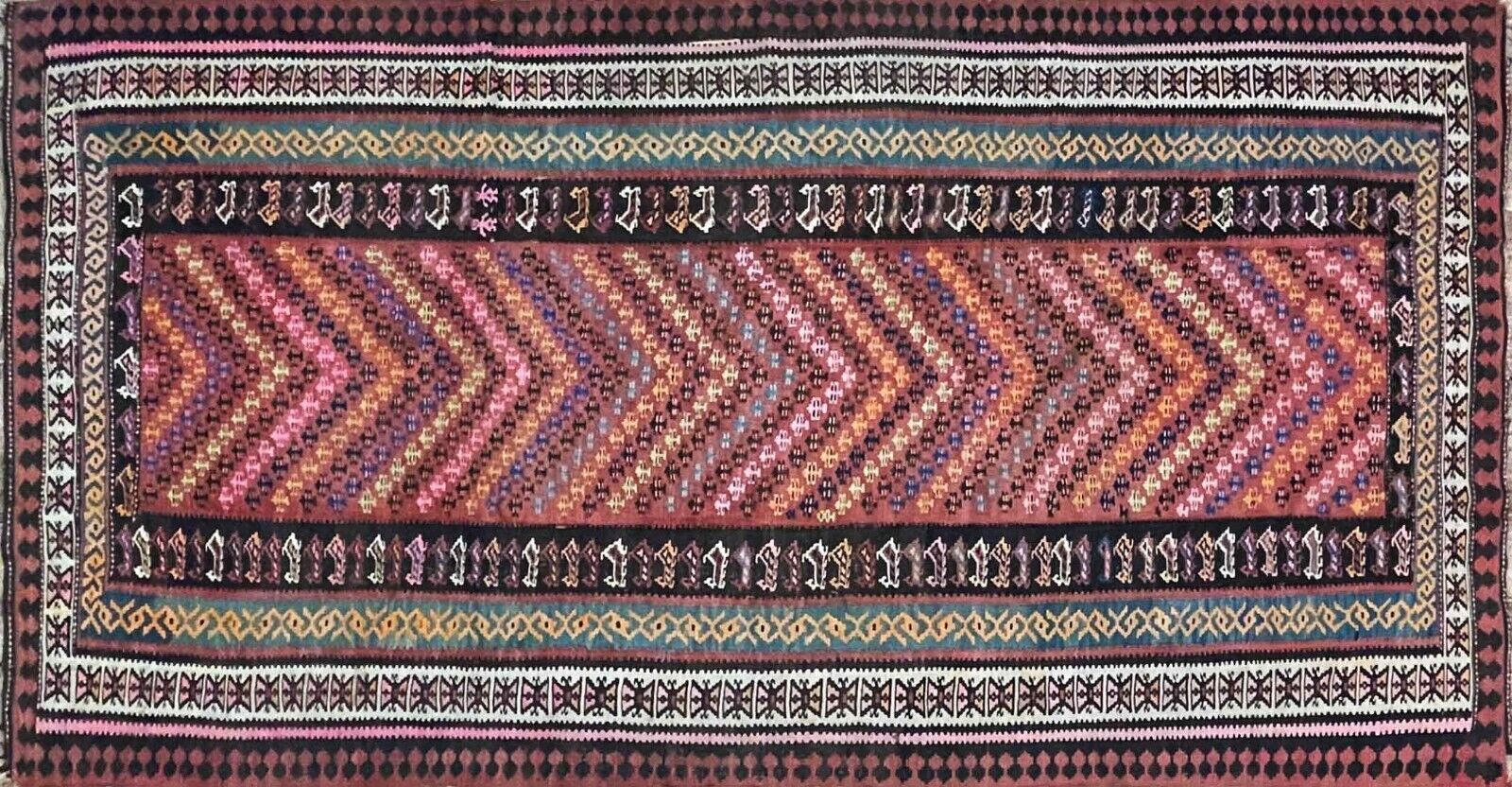 Vintage Turkish Kilim Flat Weave Rug, 5'6" x 10