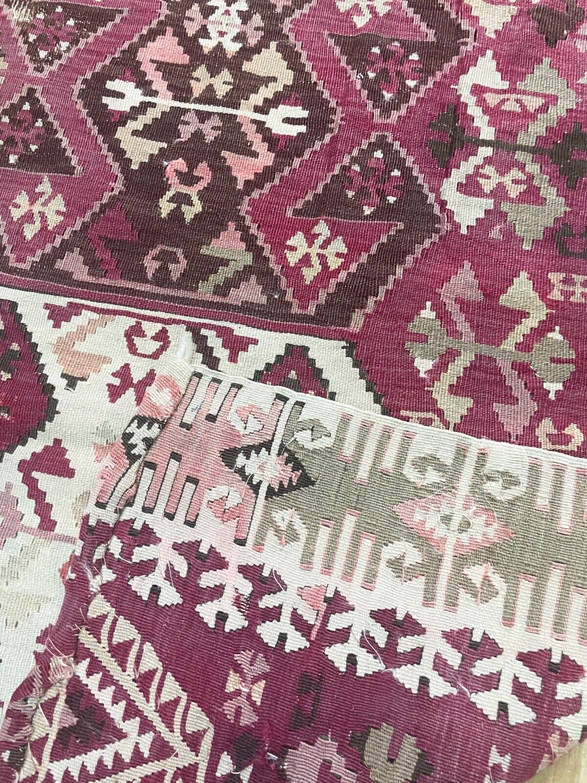 Antique Turkish Kilim Fragment, c. 1900, 2'6" x 7'2