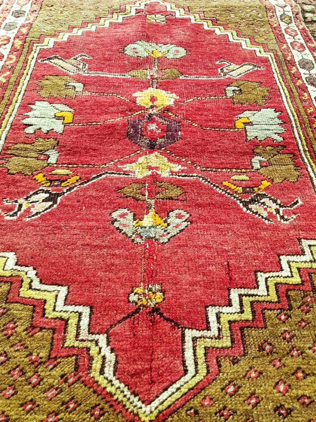 Pre-1900s Kirsehir Wool Pile Rug 3'7"x5'5