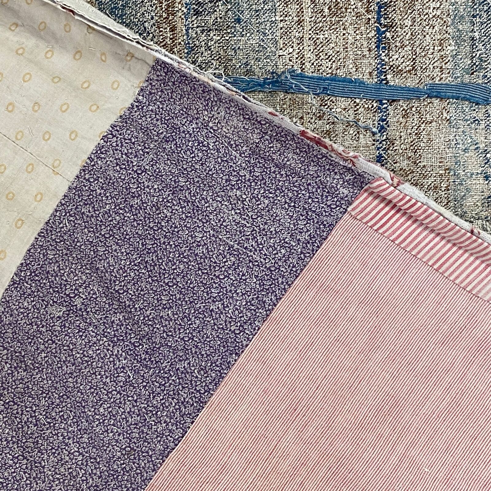 18th Century French Hand-Woven Wool Strip Quilt