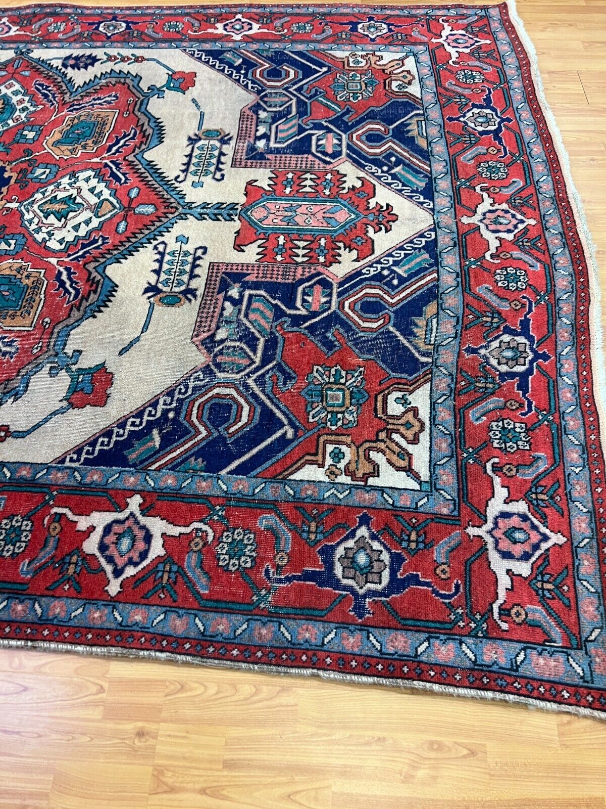 Antique Azerbaijani Handwoven Wool Oriental Rug 1900s