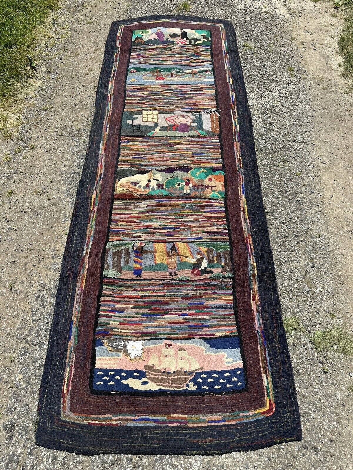 Antique Pictorial Hooked Rug Featuring Abraham Lincoln