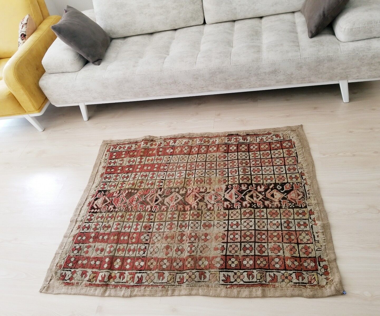 Antique Oushak Rug with Muted Dyes, Pre-1900s