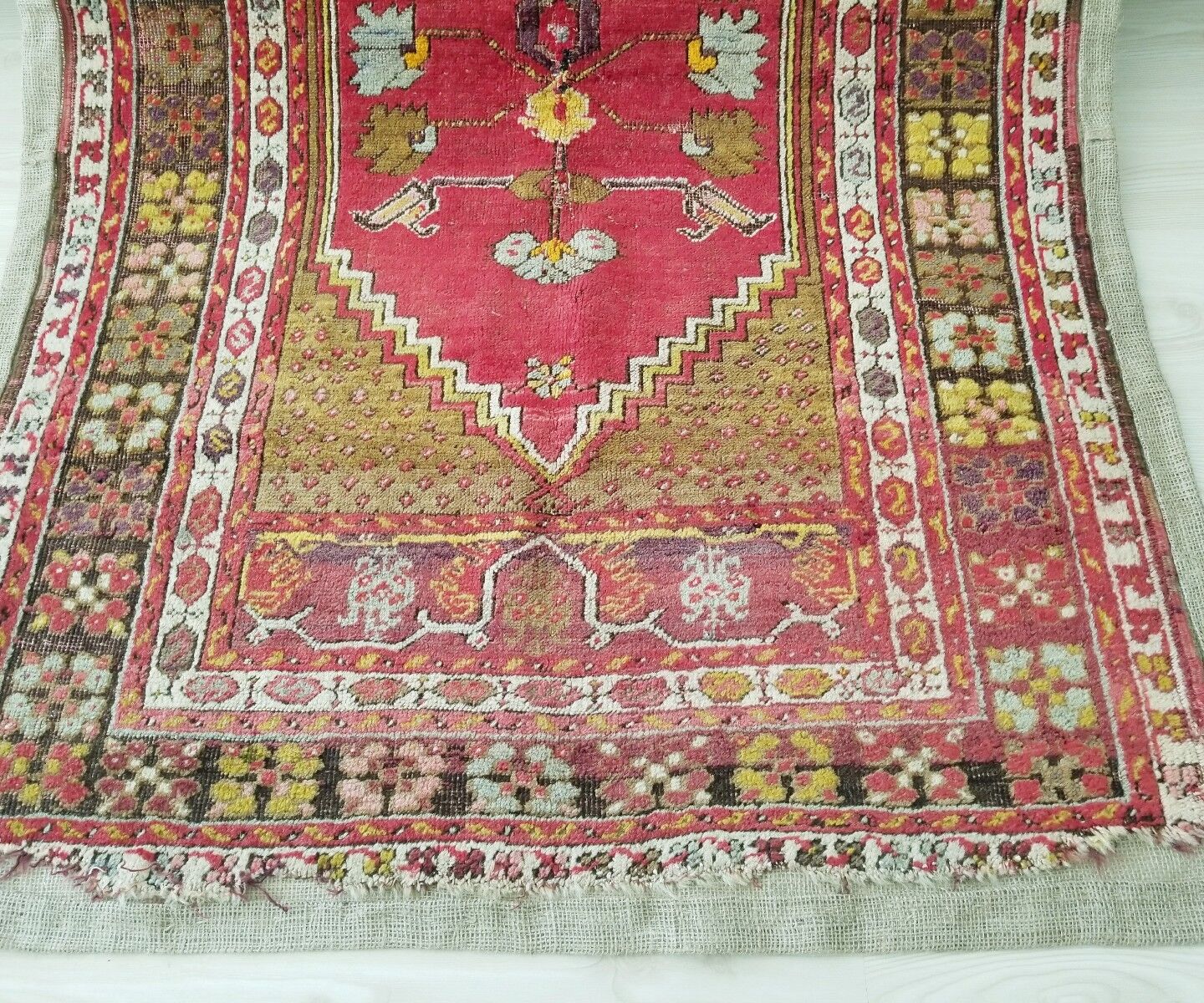 Pre-1900s Kirsehir Wool Pile Rug 3'7"x5'5