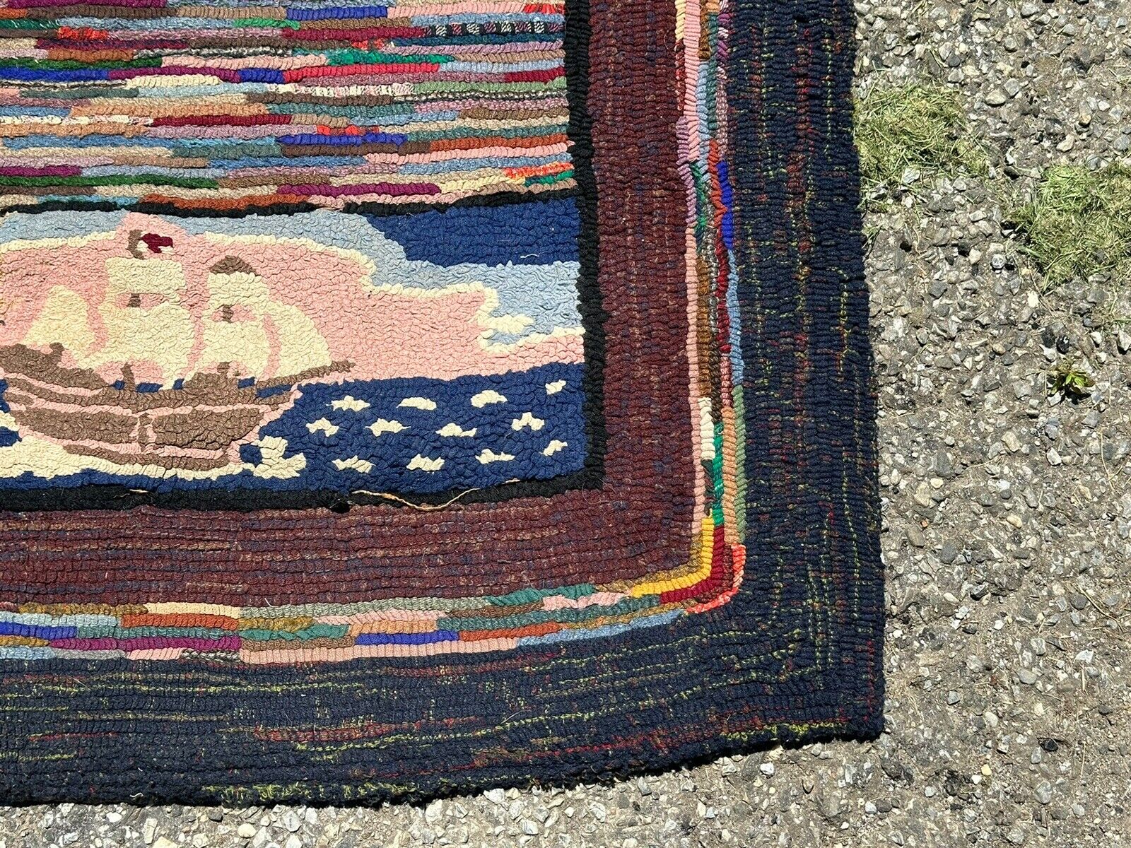 Antique Pictorial Hooked Rug Featuring Abraham Lincoln