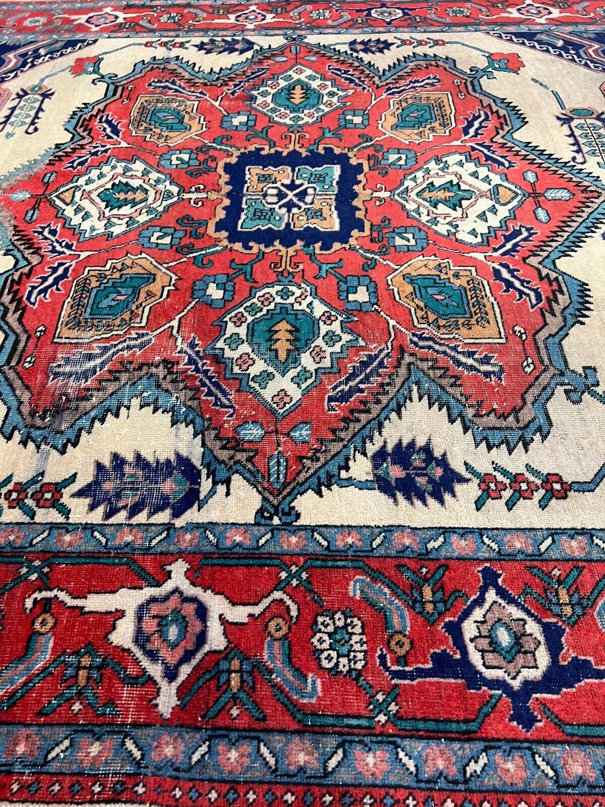 Antique Azerbaijani Handwoven Wool Oriental Rug 1900s