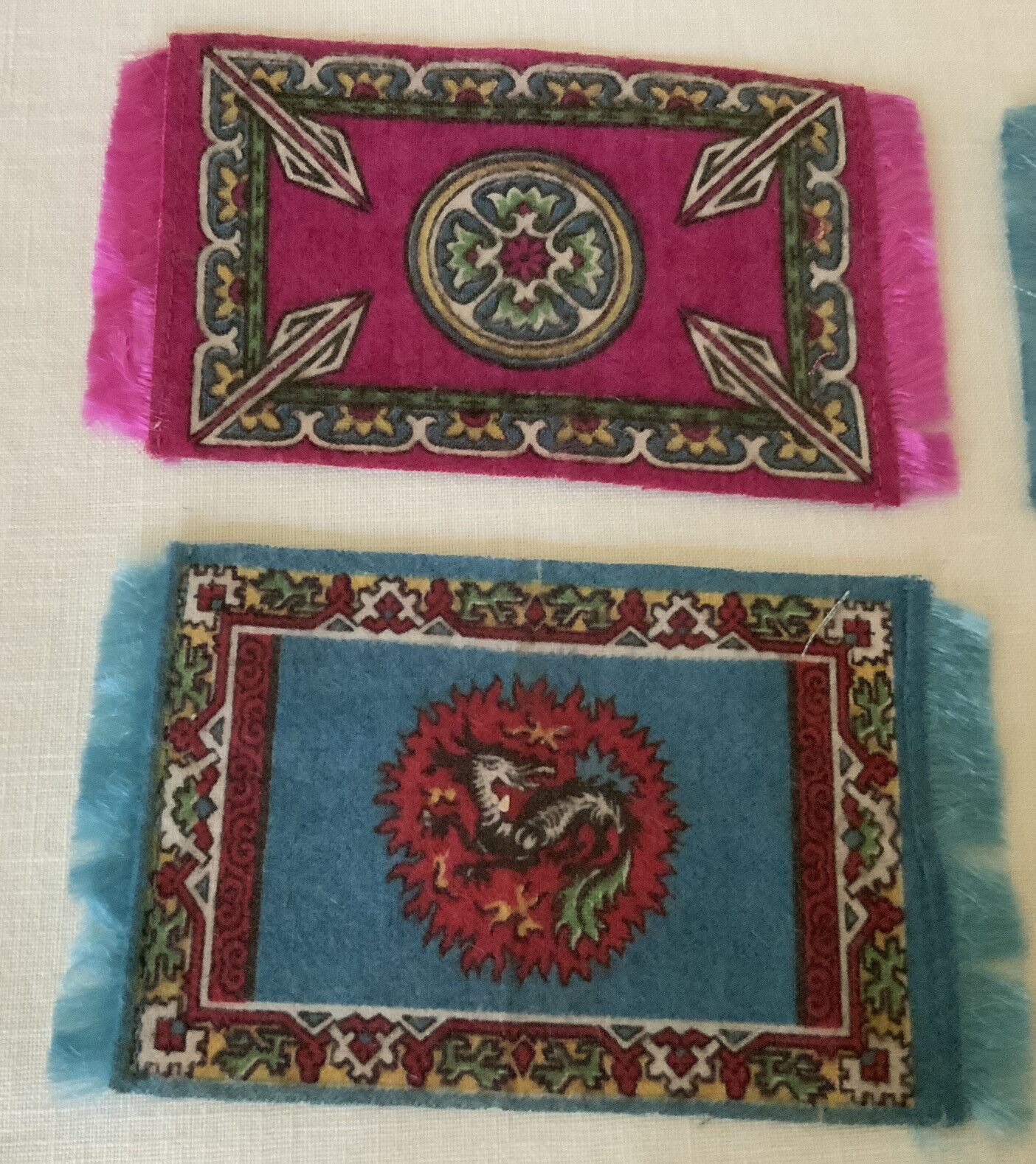 Vintage Early 1900s Dollhouse Rugs with Fringes