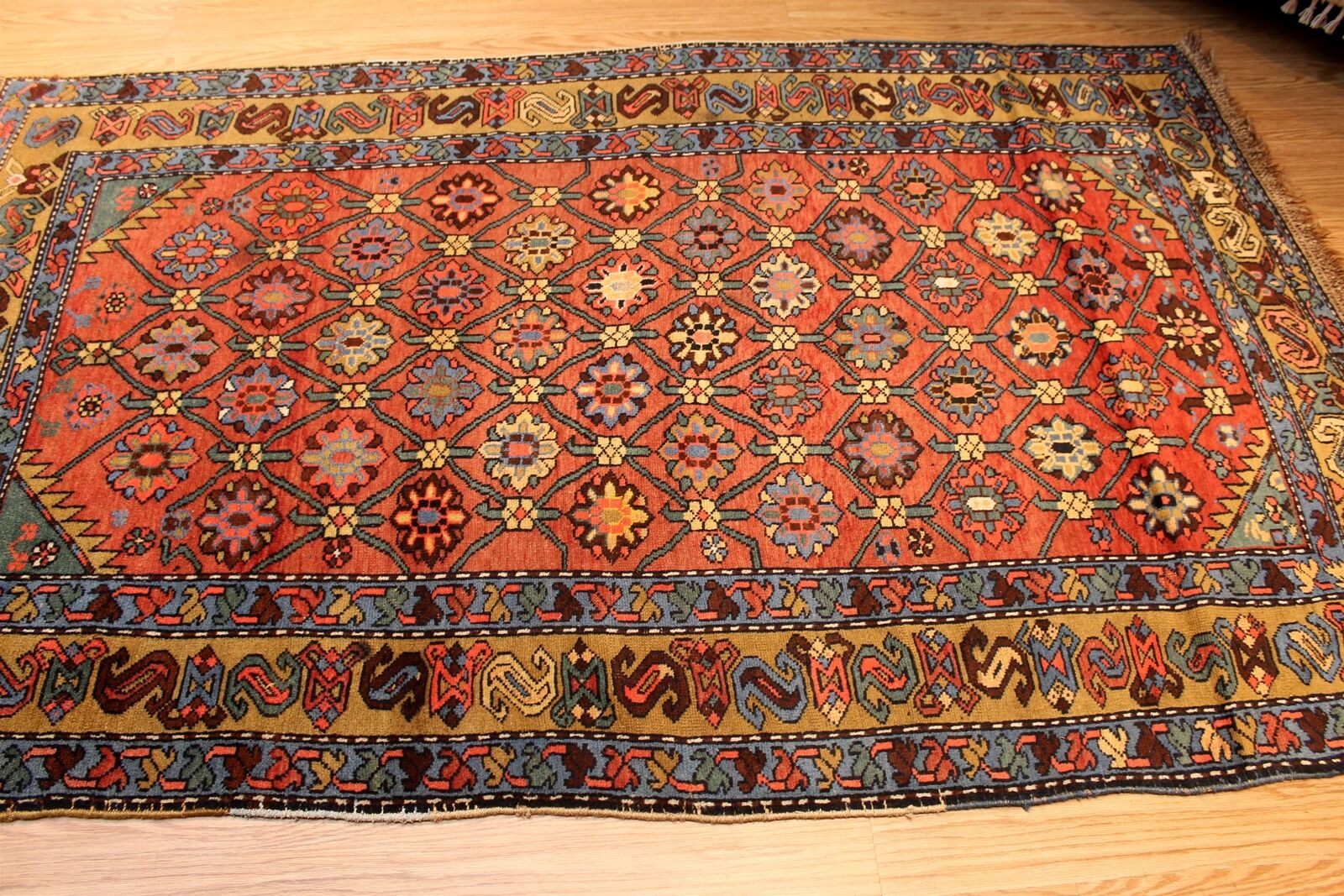 Vintage Early 1900s Karabakh Wool Rug 5' x 8