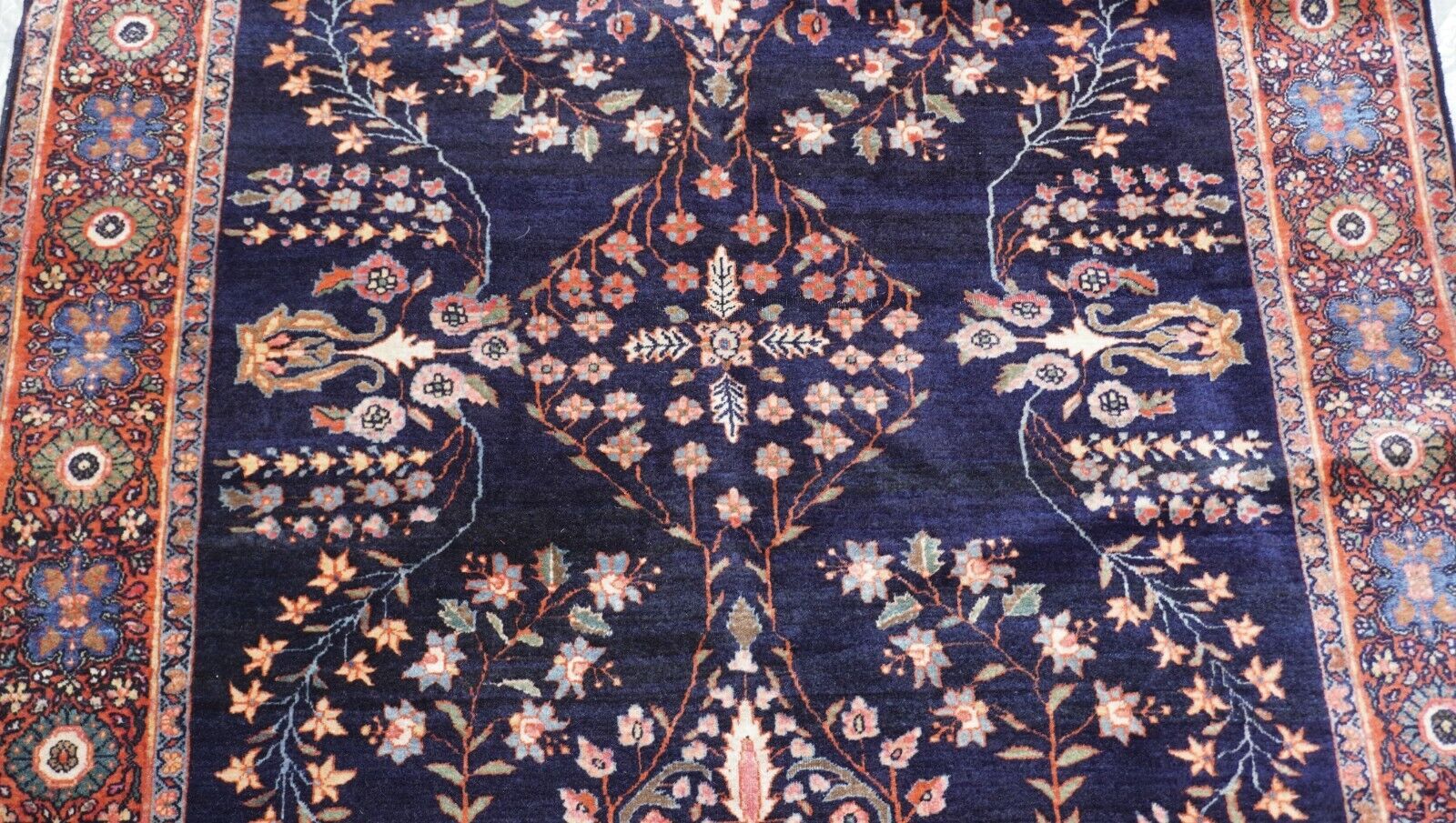 Antique 1900s Hand Knotted Saroukk Wool Rug