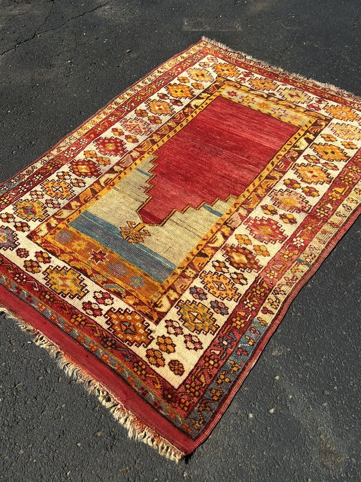 1900s Antique Turkish Konya Village Prayer Rug 60"x42
