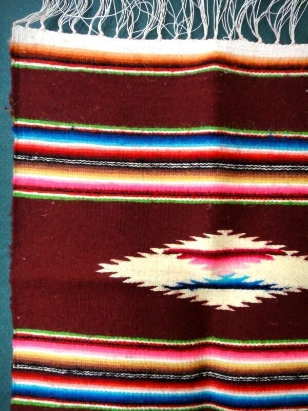 Early 1900s Antique Mexican Wool Cotton Rug