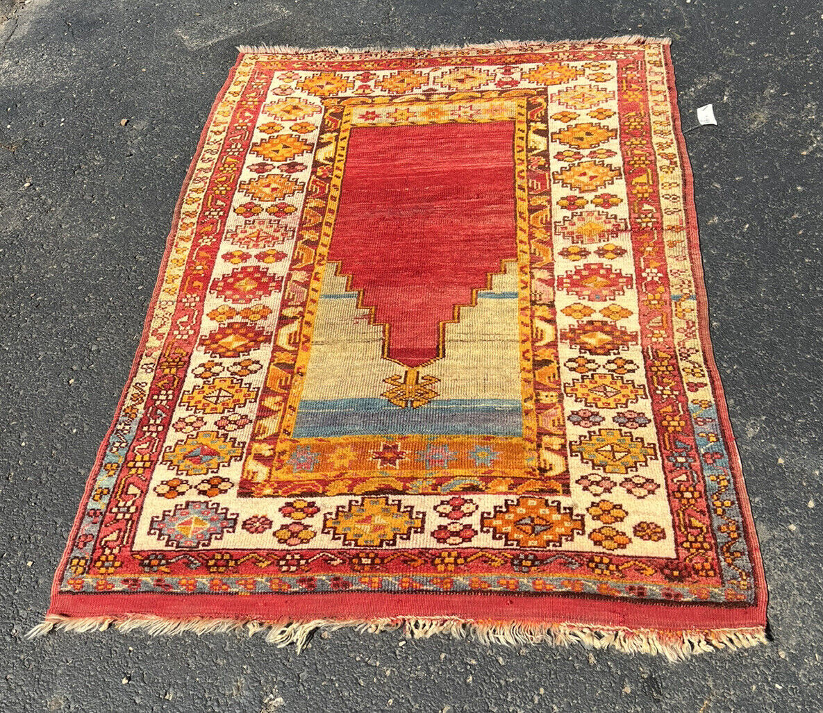 1900s Antique Turkish Konya Village Prayer Rug 60"x42