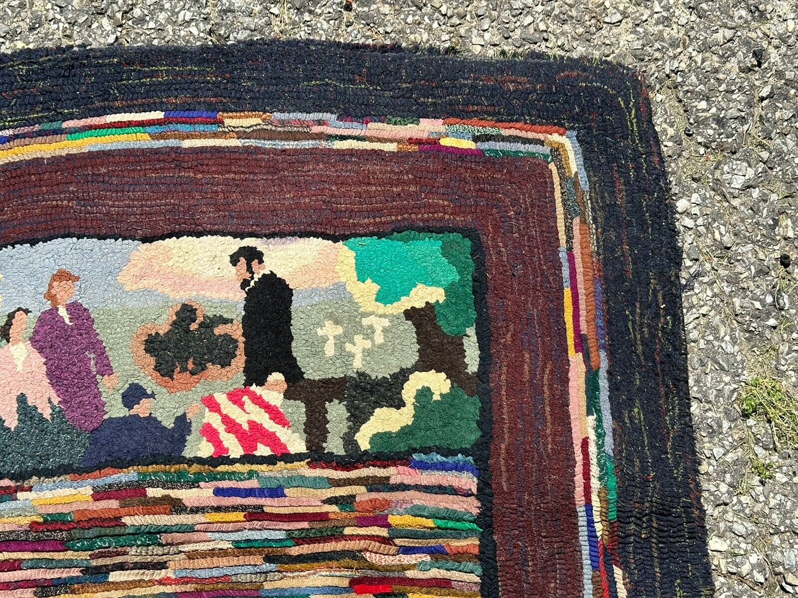 Antique Pictorial Hooked Rug Featuring Abraham Lincoln