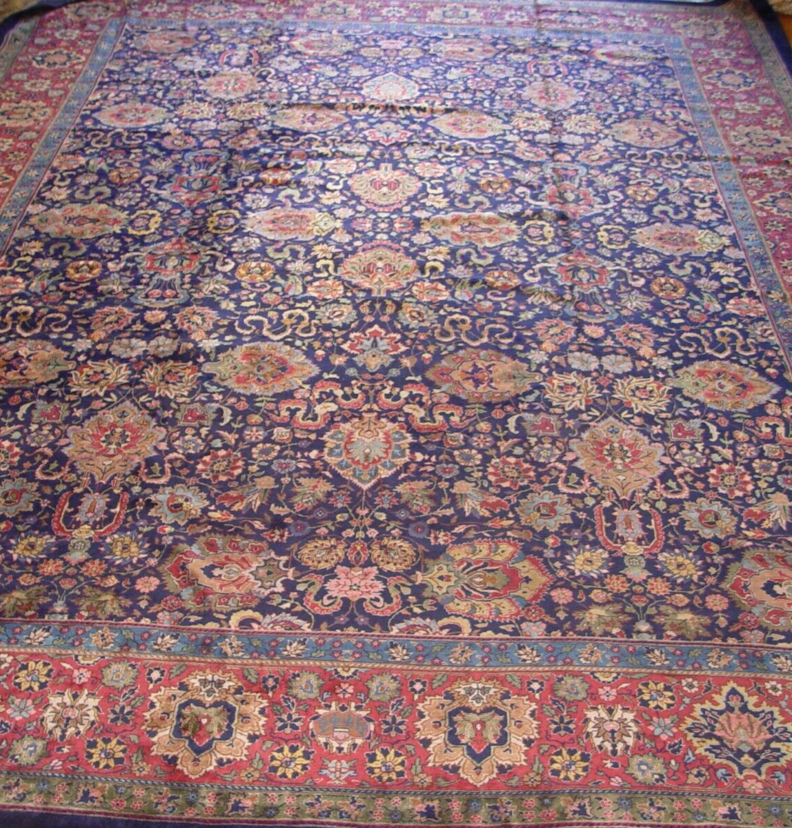 Antique Turkish Hand-Knotted Wool Rug, 13.5"x17.5