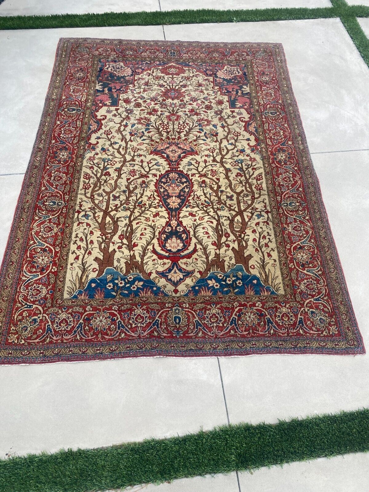 1900s Colorful Tree of Life Antique Rug