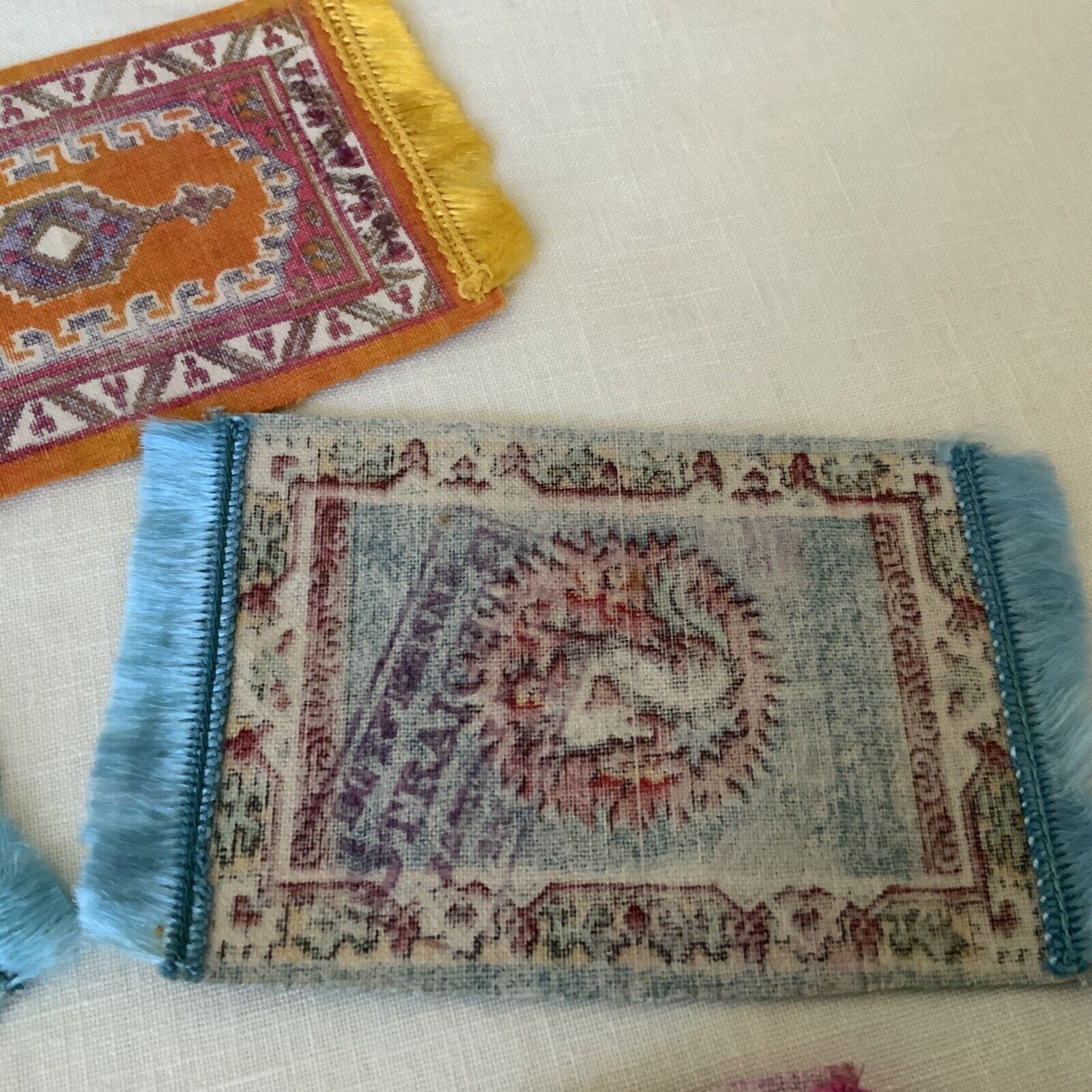 Vintage Early 1900s Dollhouse Rugs with Fringes