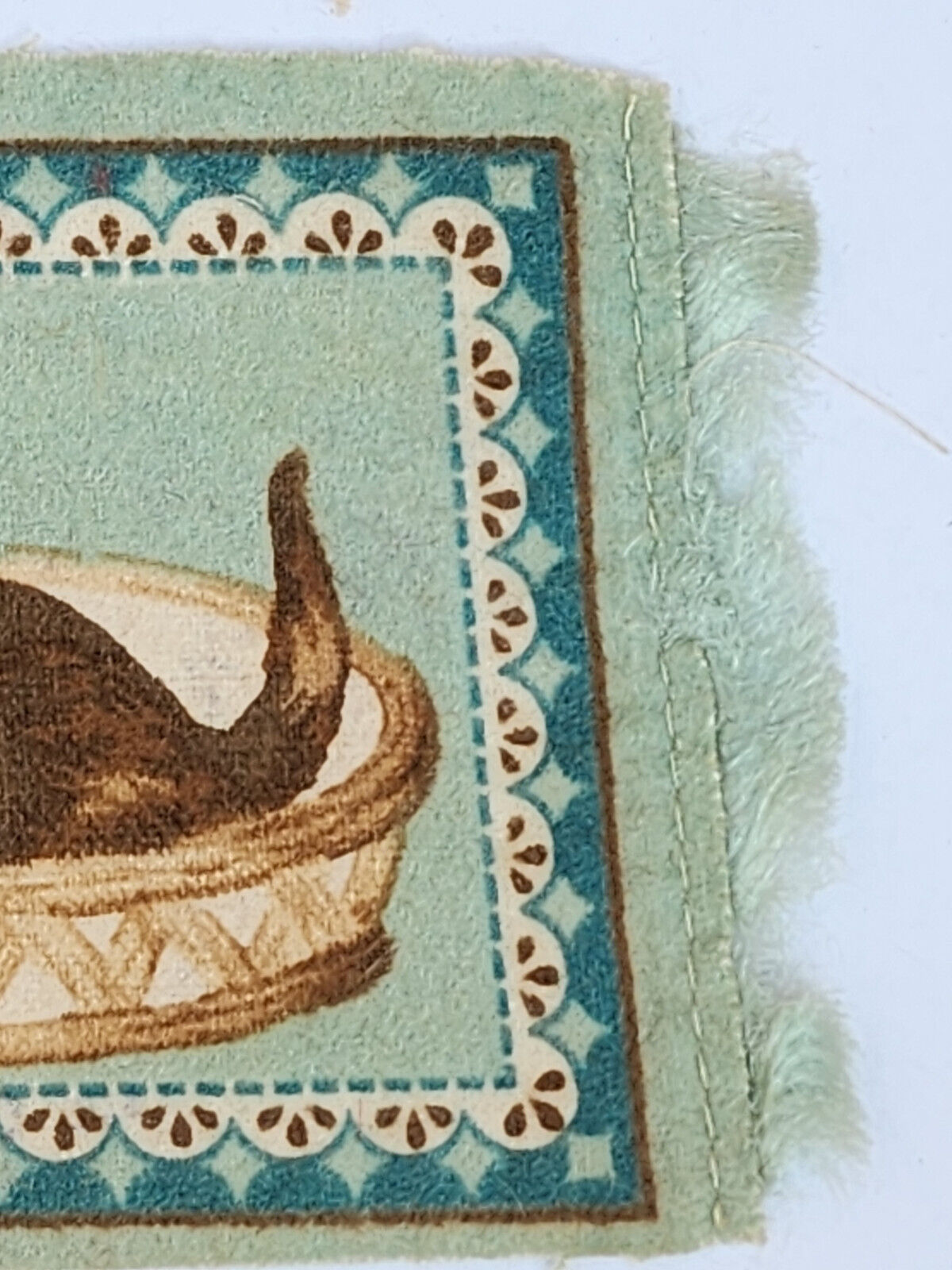 Antique 1900s Kitten Tobacco Felt Flannel Rug Pair
