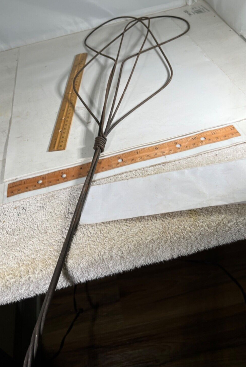 Antique 37-Inch Primitive Wire Rug Beater Art