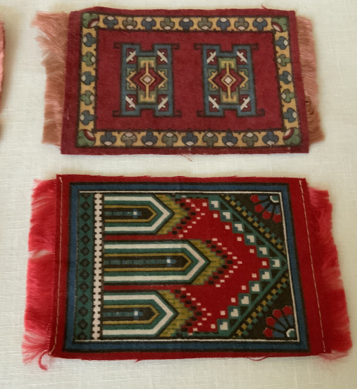 Vintage Early 1900s Felt Dollhouse Rugs Lot of 5
