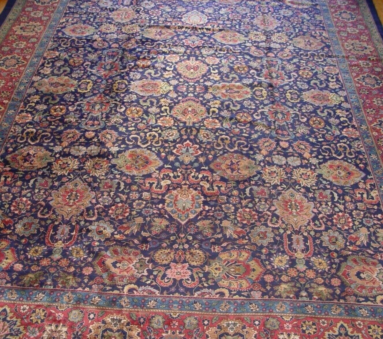 Antique Turkish Hand-Knotted Wool Rug, 13.5"x17.5