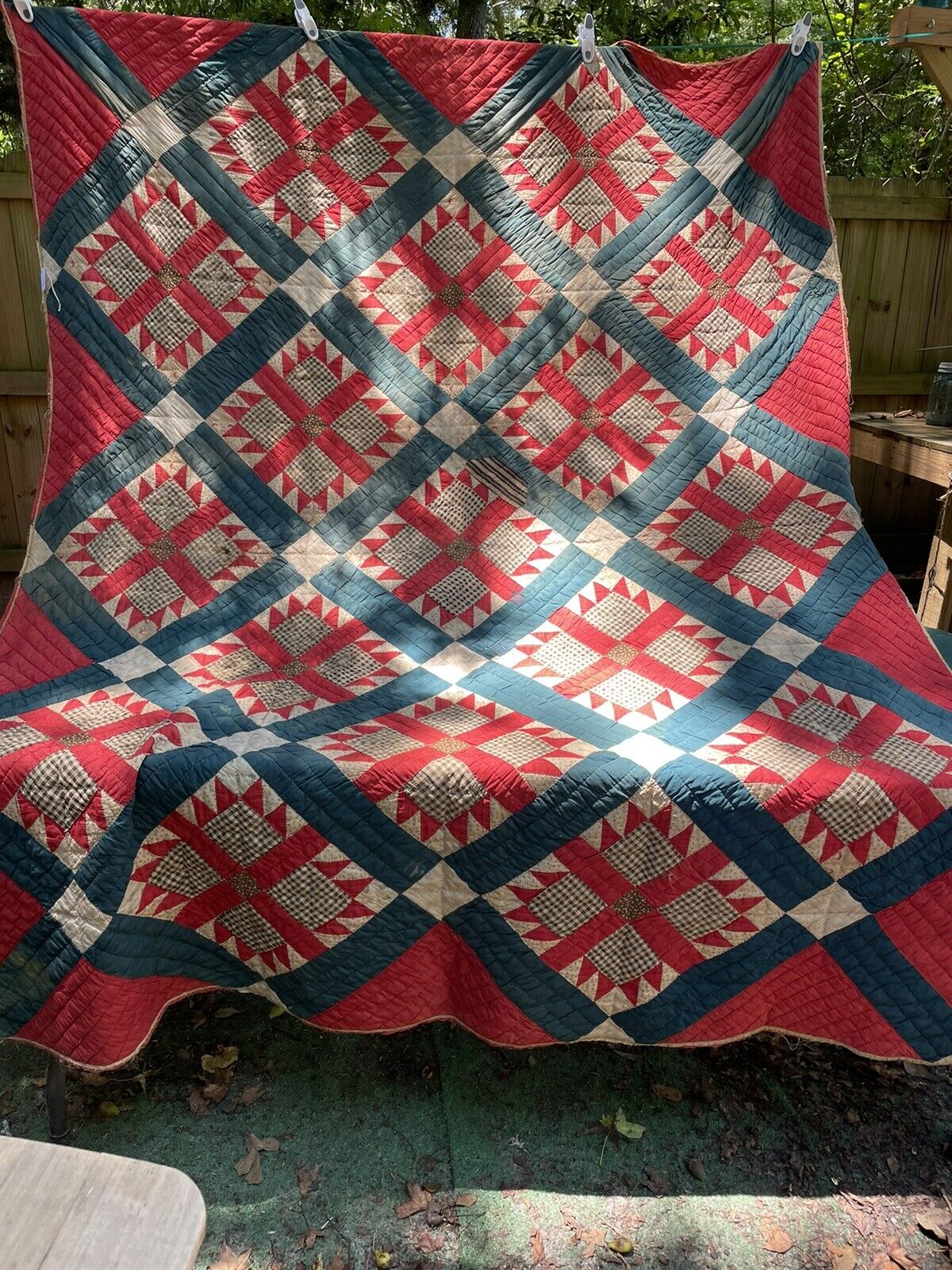 1800s Civil War Bear Paw Quilt Antique