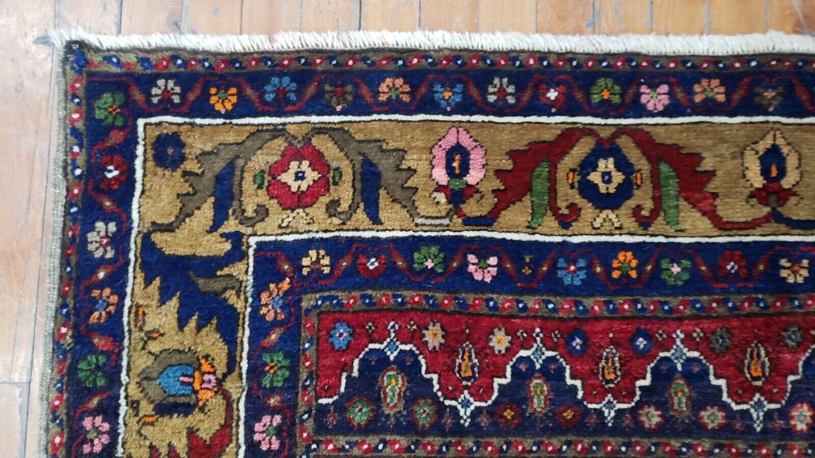 Antique Wool Pile Anatolian Cross Motif Rug