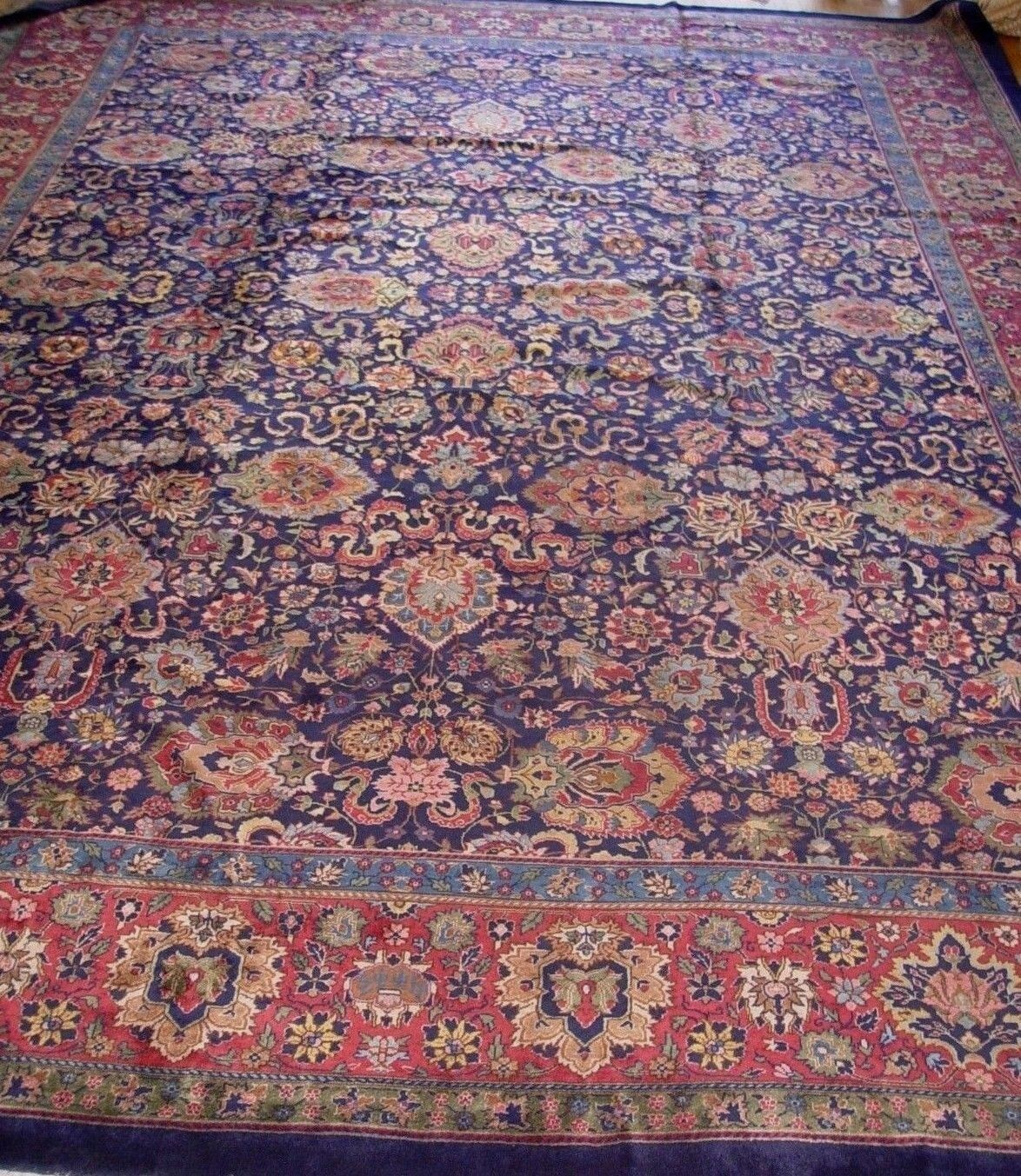 Antique Turkish Hand-Knotted Wool Rug, 13.5"x17.5